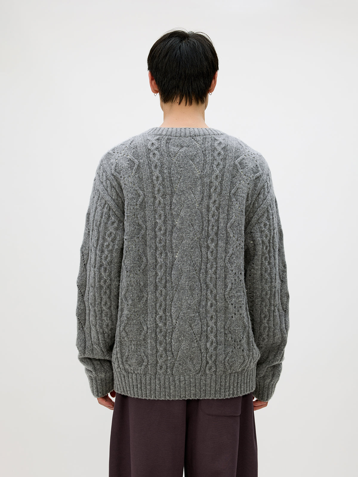 V-neck cable knit sweater