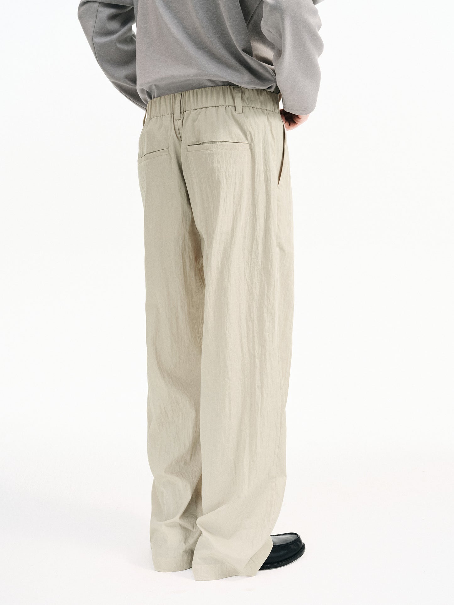 Cotton &amp; Brocade Pleated Casual Pants