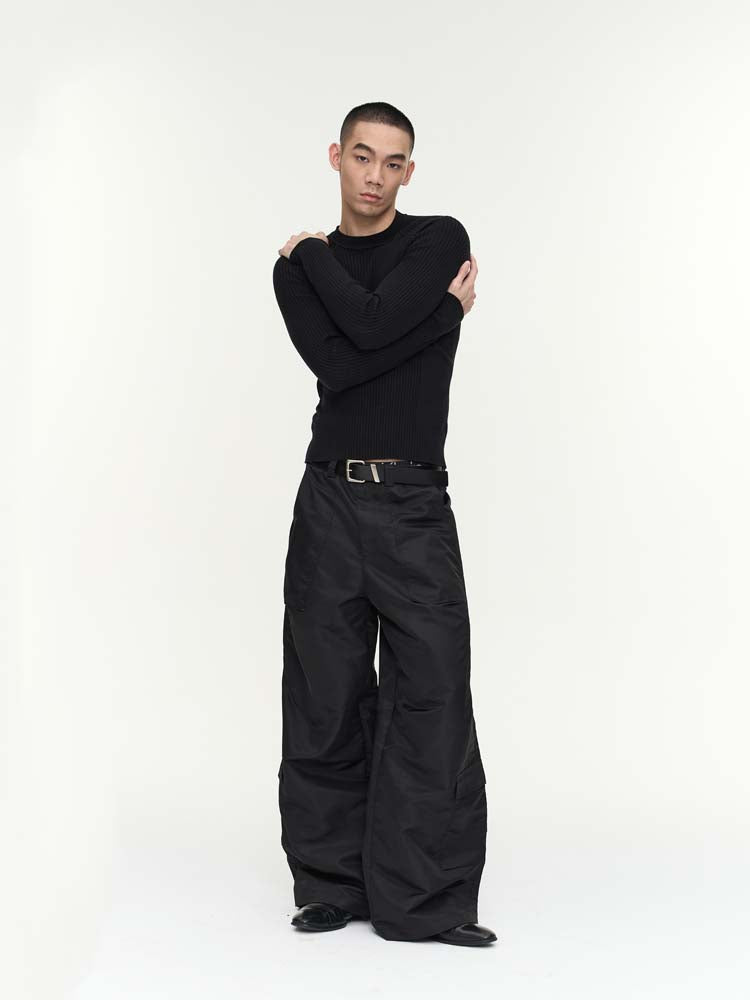 Nylon loose silhouette casual pants