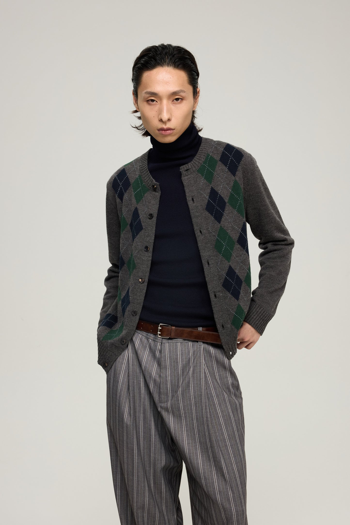 Diamond Jacquard Wool-Blend Cardigan