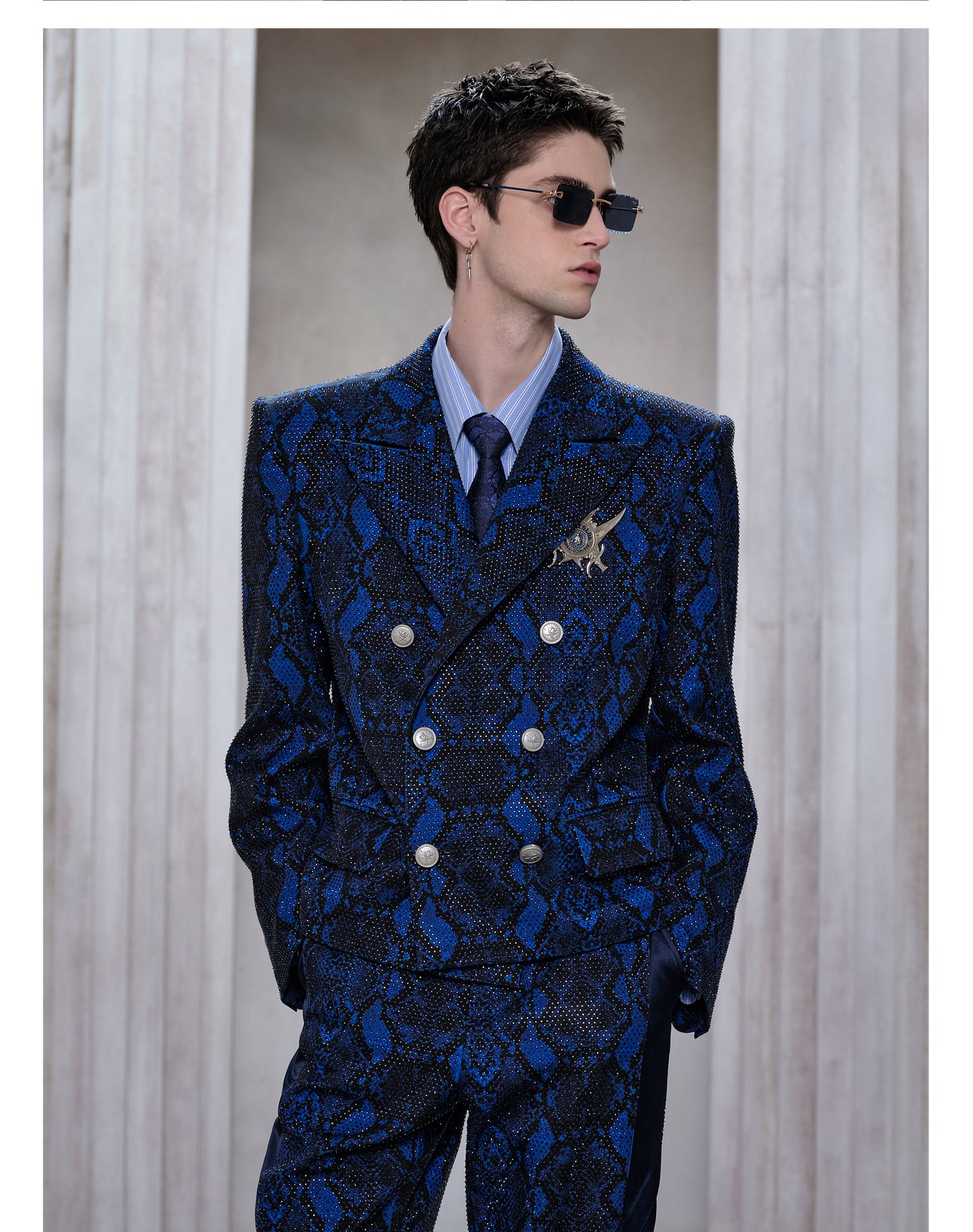 Double-breasted Snake Print Jacket