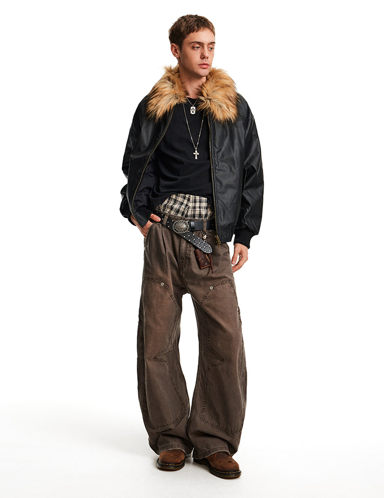 Fur Collar Leather Jacket