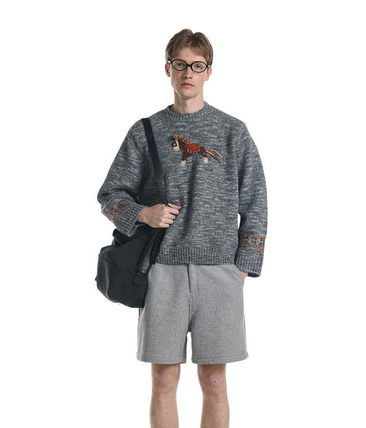 Unisex Tassel Jacquard Pony Sweater