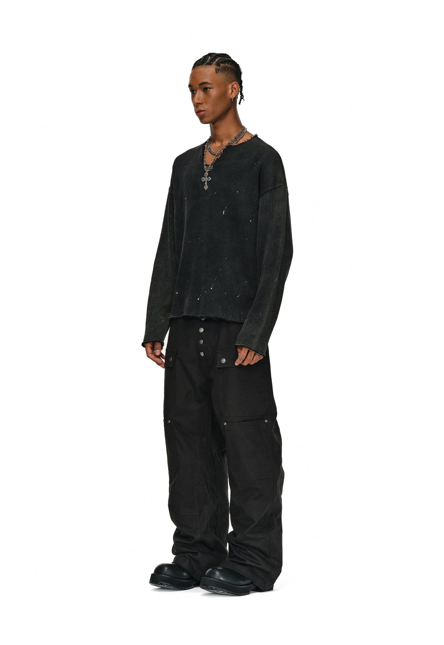 Old Pit Stripe V-Neck Sweater