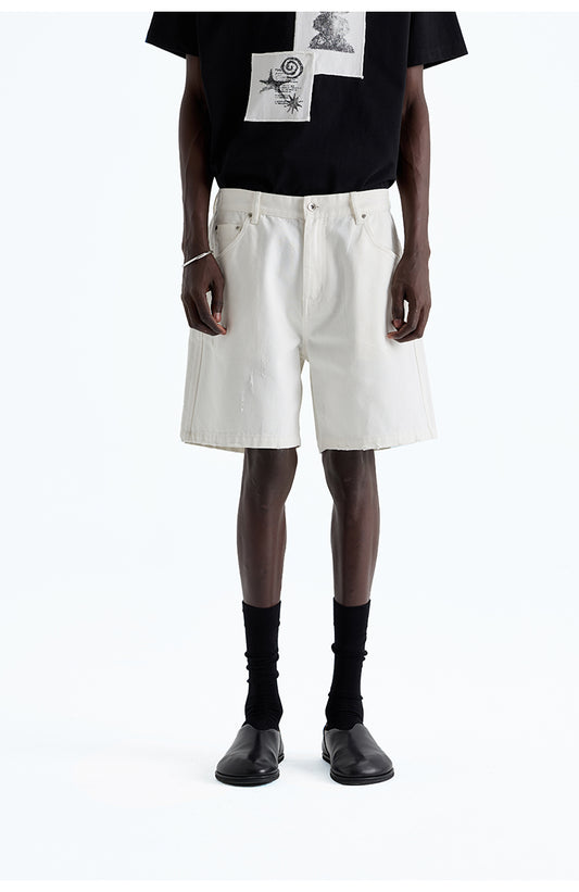 Adjustable waist denim shorts