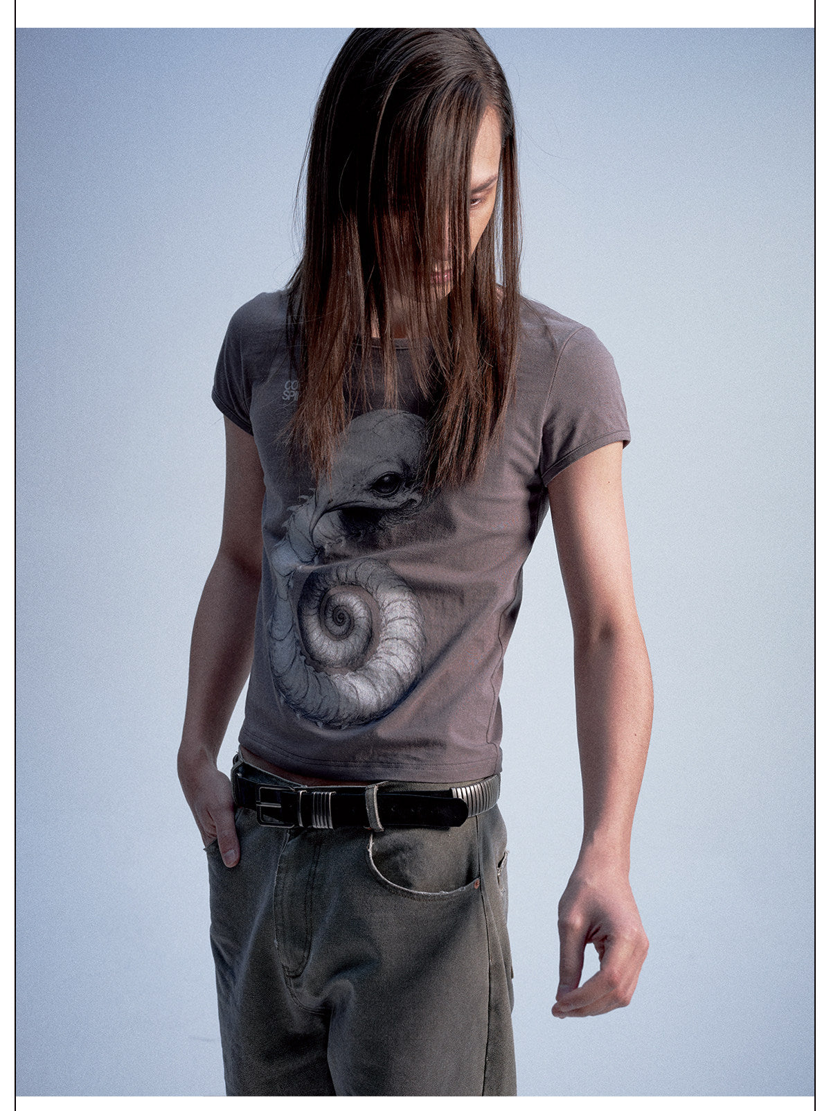 Round-Neck Washed Casual T-Shirt