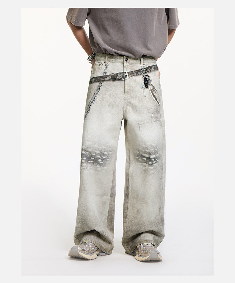 Leopard-Print Denim Pants