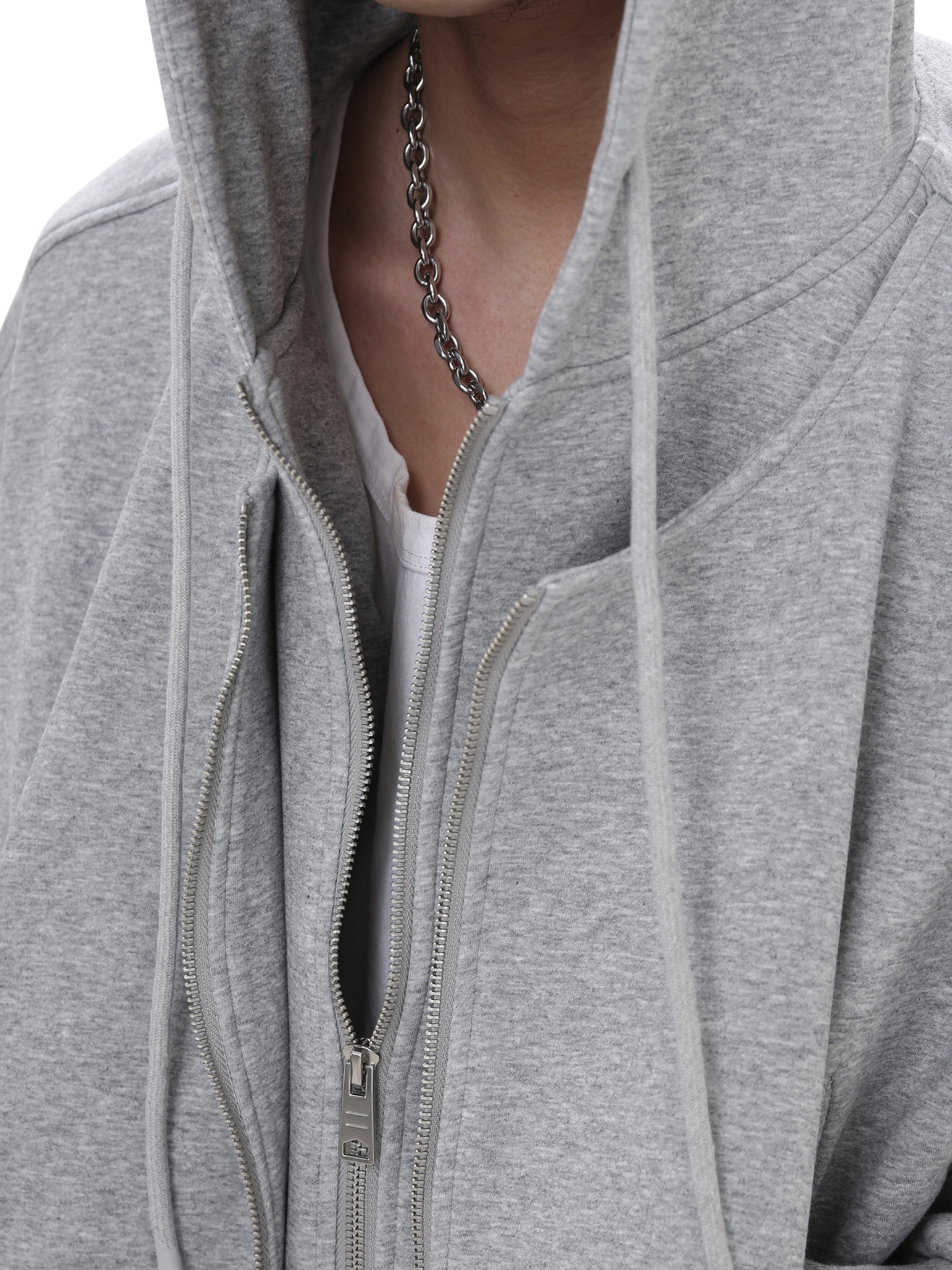 Faux two-piece sweatshirt with hood