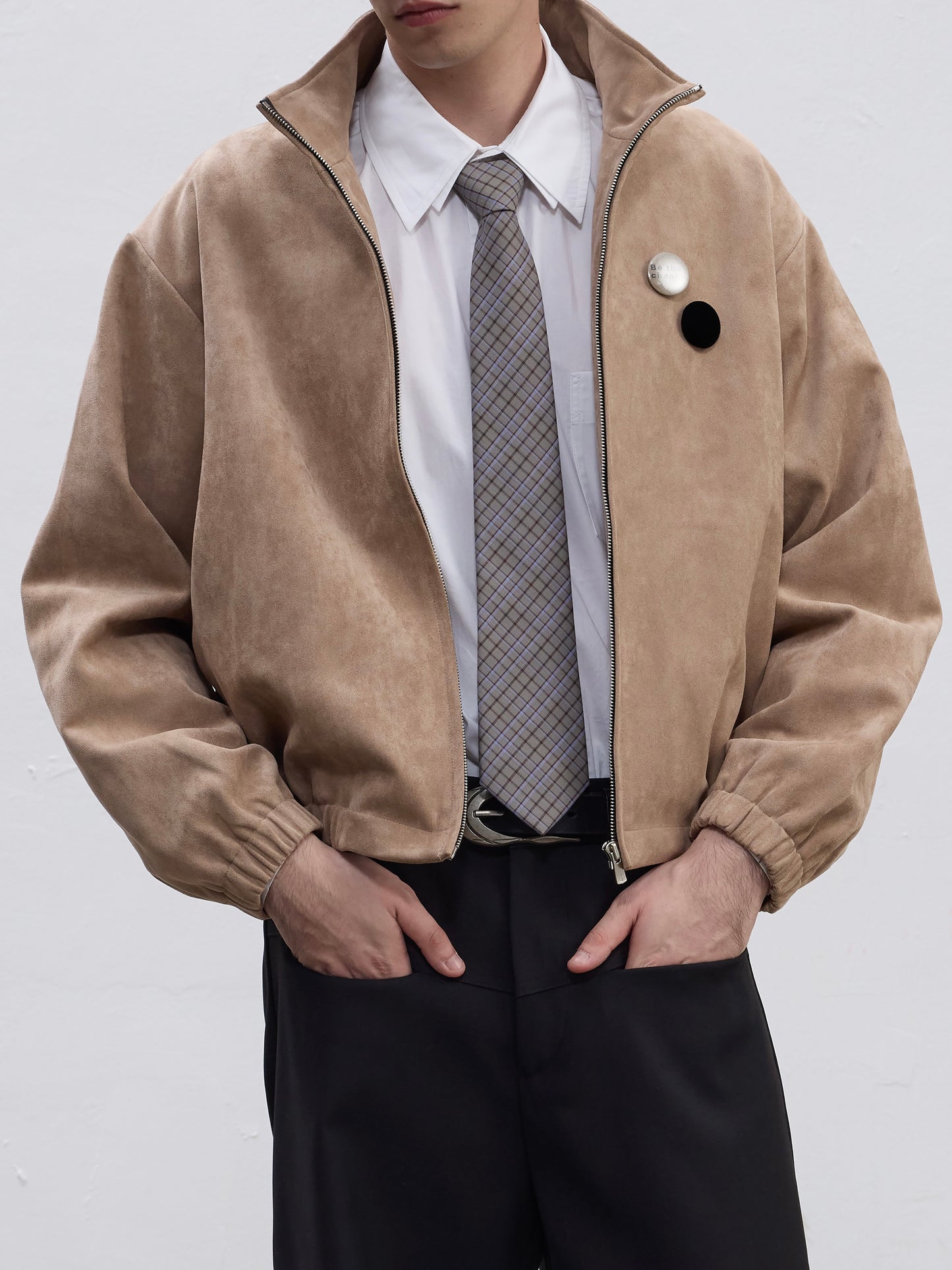 Semi-High Neck Short Jacket