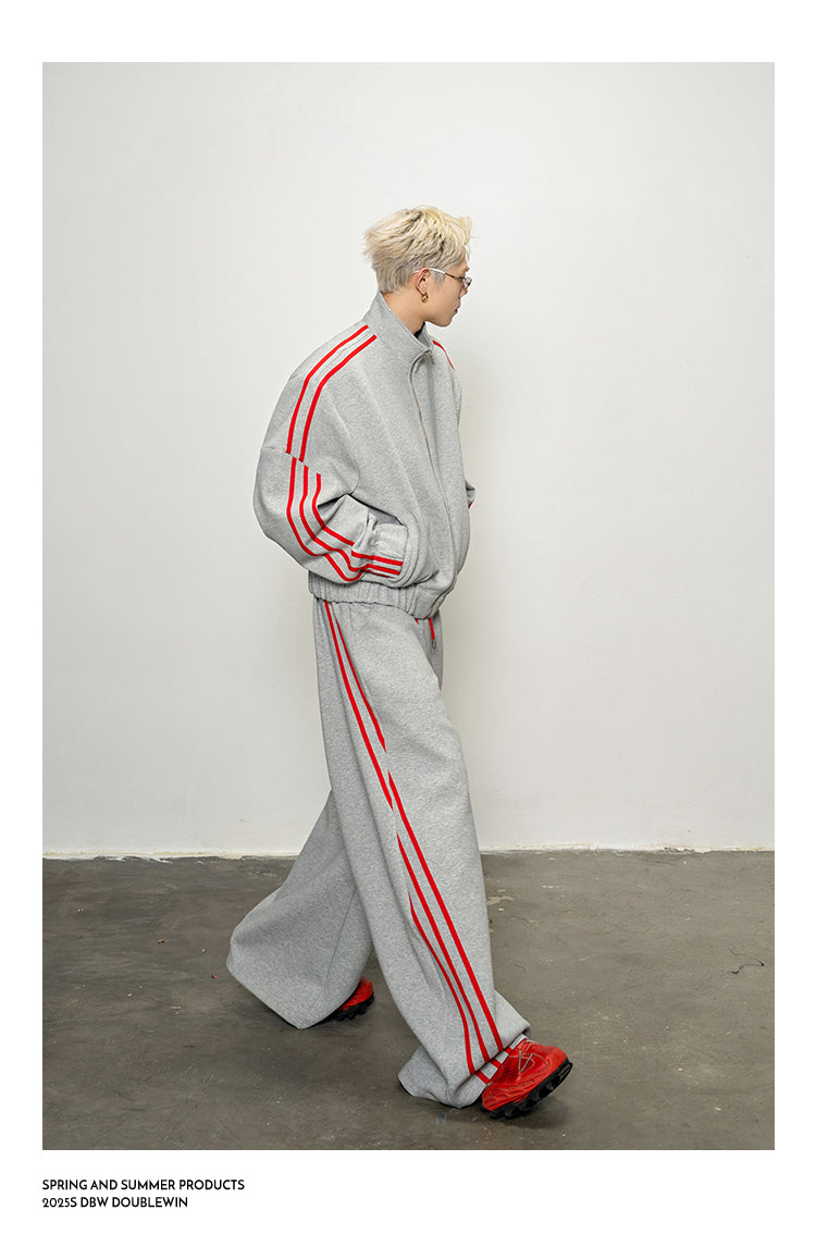 Rope Contrast Color Sweatshirt Set