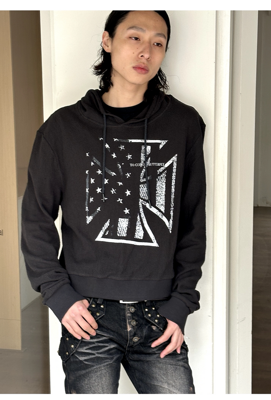 Cross-flag Print Hoodie