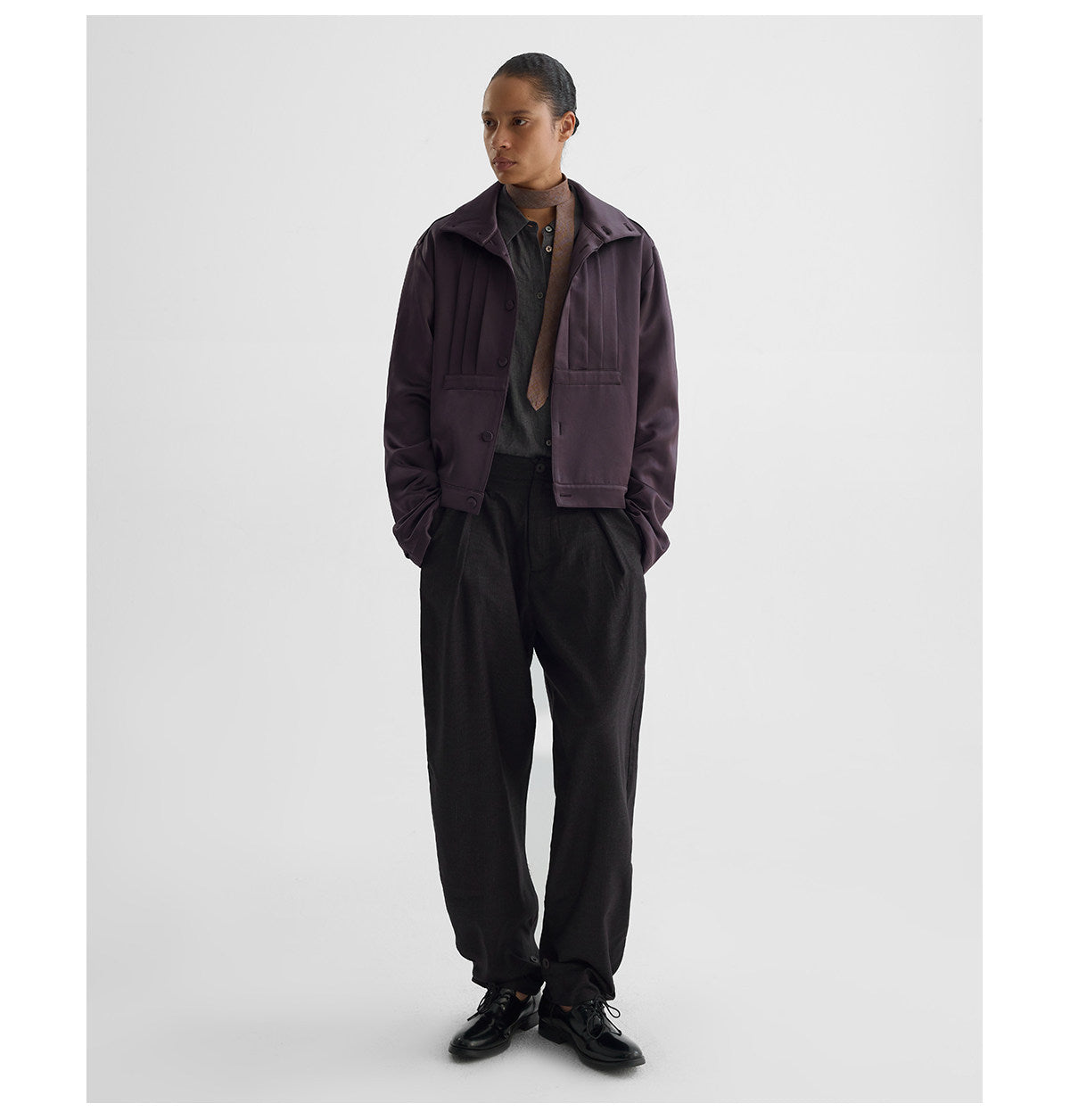 Accordion-Pleated Short Jacket