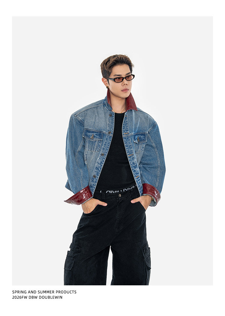 Oil-Waxed Leather Denim Jacket