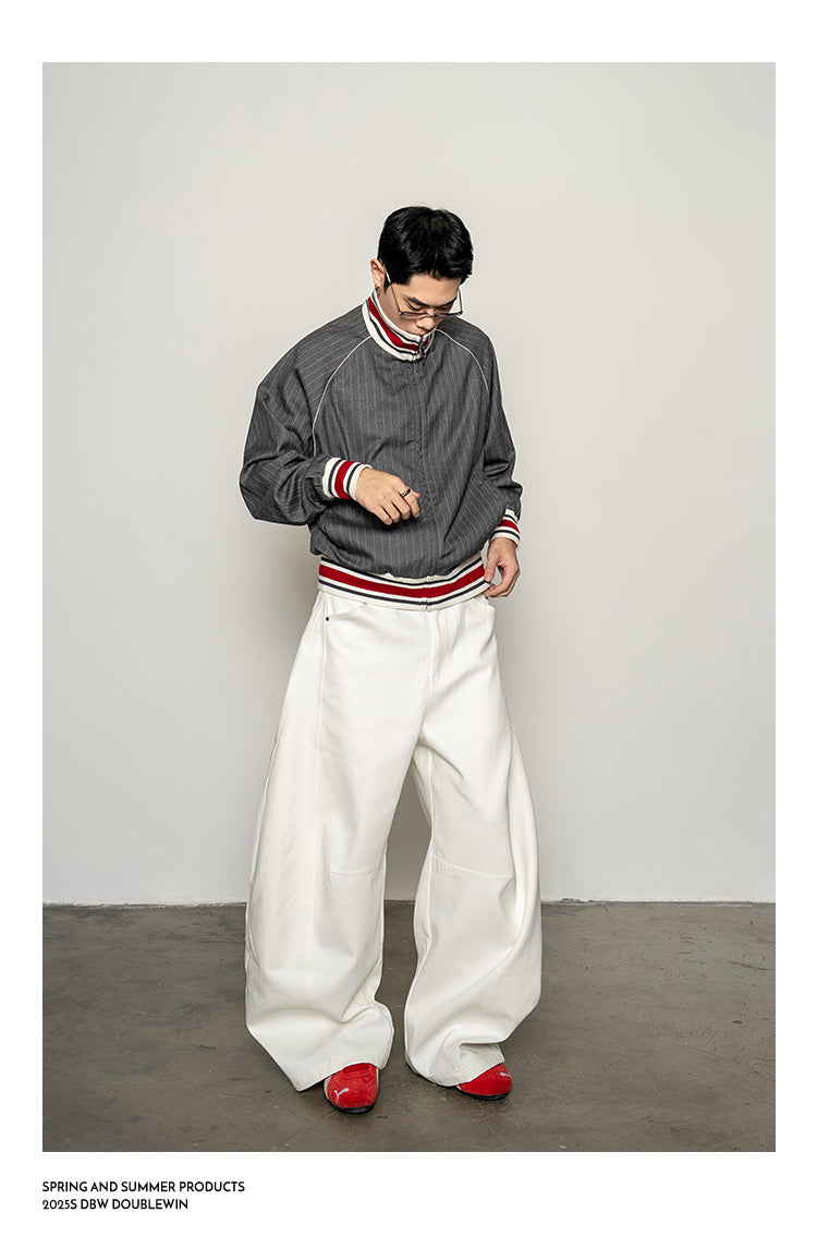 Striped High-Collared Jacket