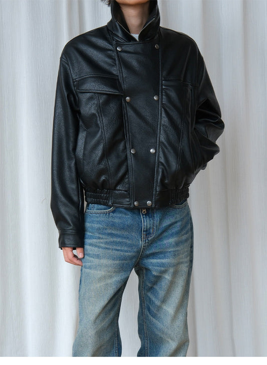 Double Collar Leather Jacket