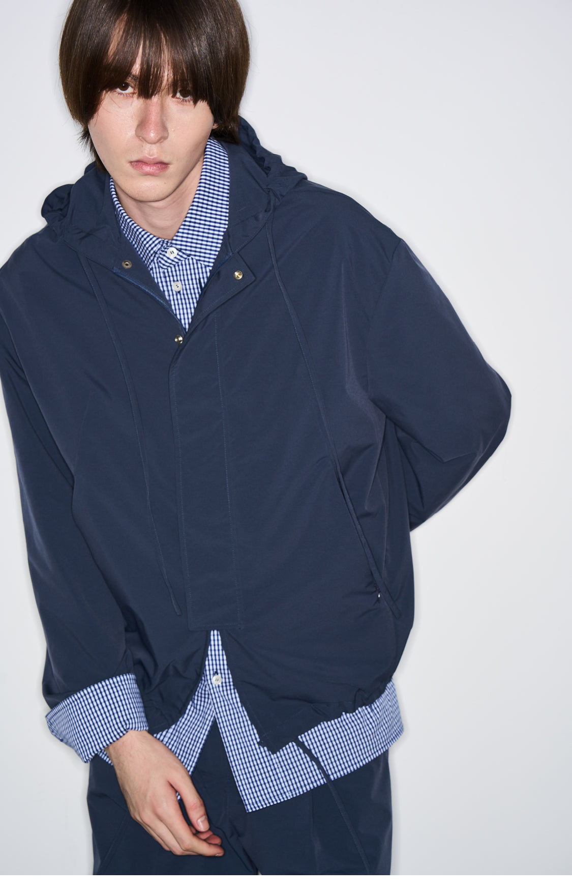 Metal Snap Button Coach Jacket with Hood