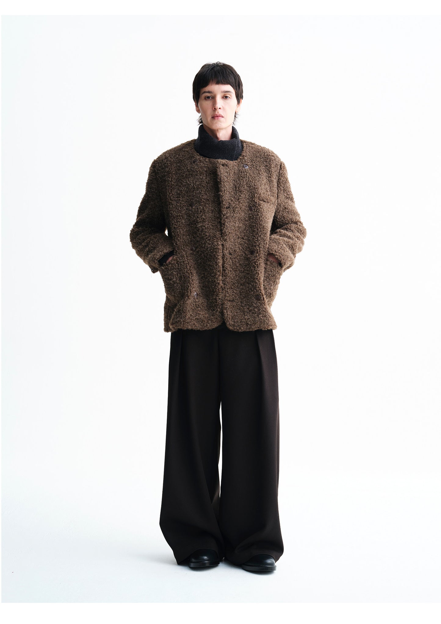 Unisex Pleated Wide-Leg Pants