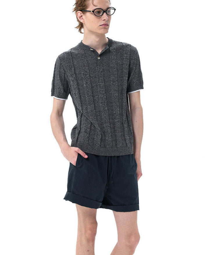 Henley-Neck Knit Shirt