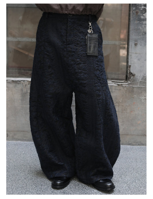 Embossed Low Crotch Wide Leg Pants
