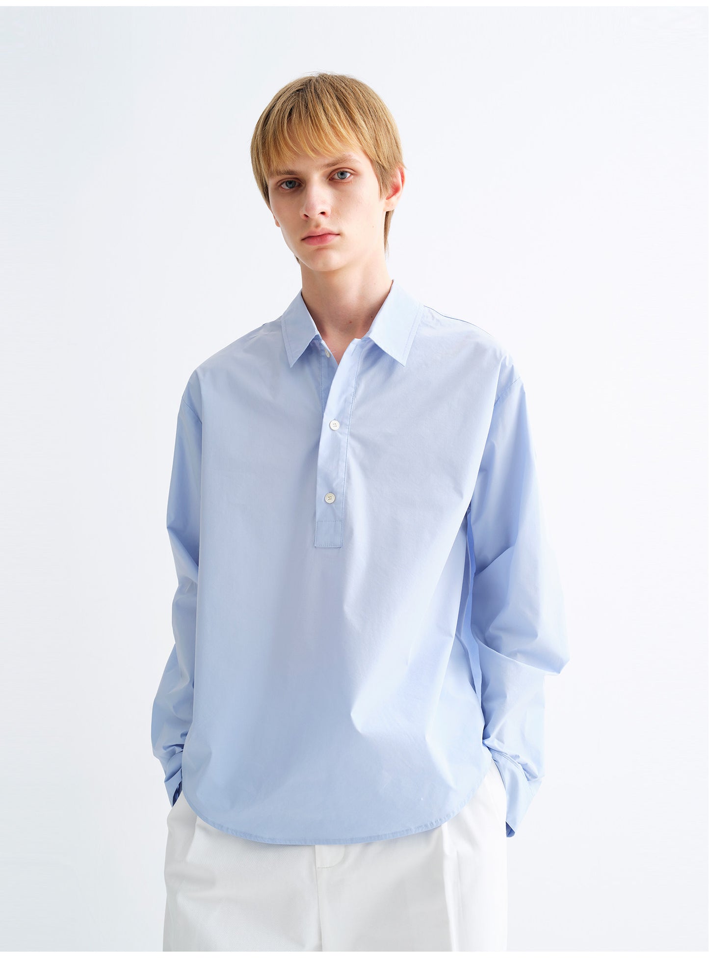 Solid-Color Cotton-Blend Shirt