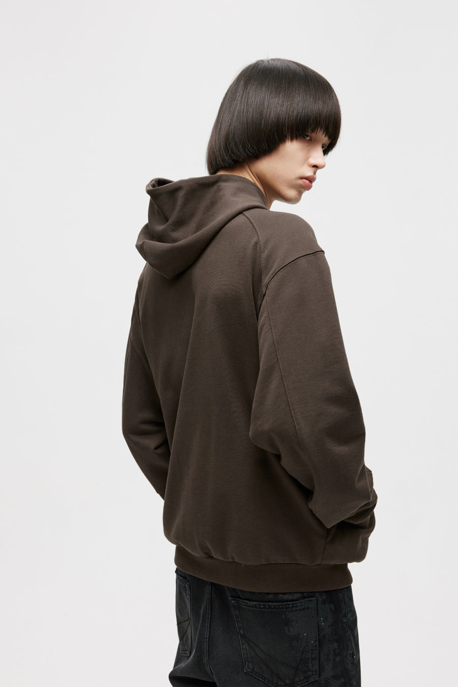 Curved Splicing Hooded Sweatshirt