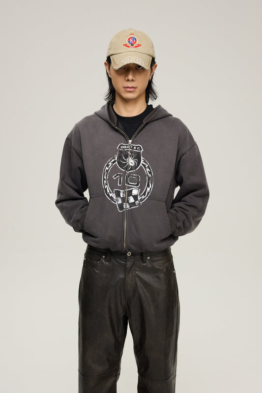 Spider Design Zipper Hoodie