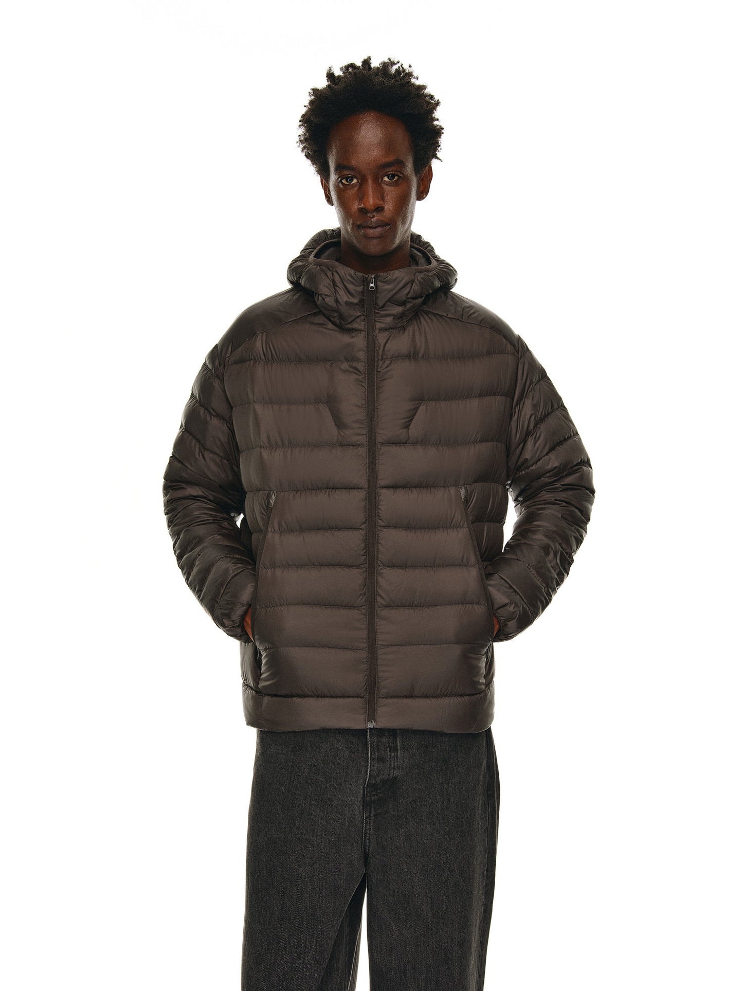 Rib Hooded Down Jacket