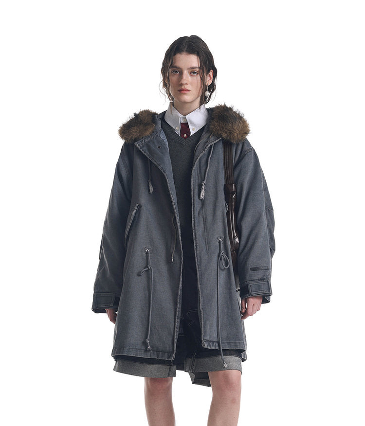 Damage-Washed Hooded Jacket