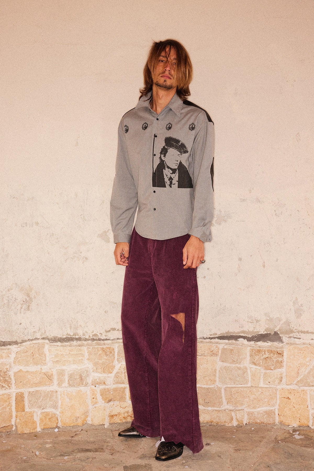 Patchwork Portrait Print Shirt