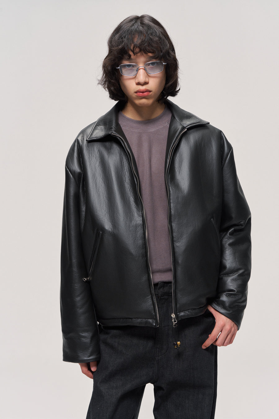 Thick leather jacket