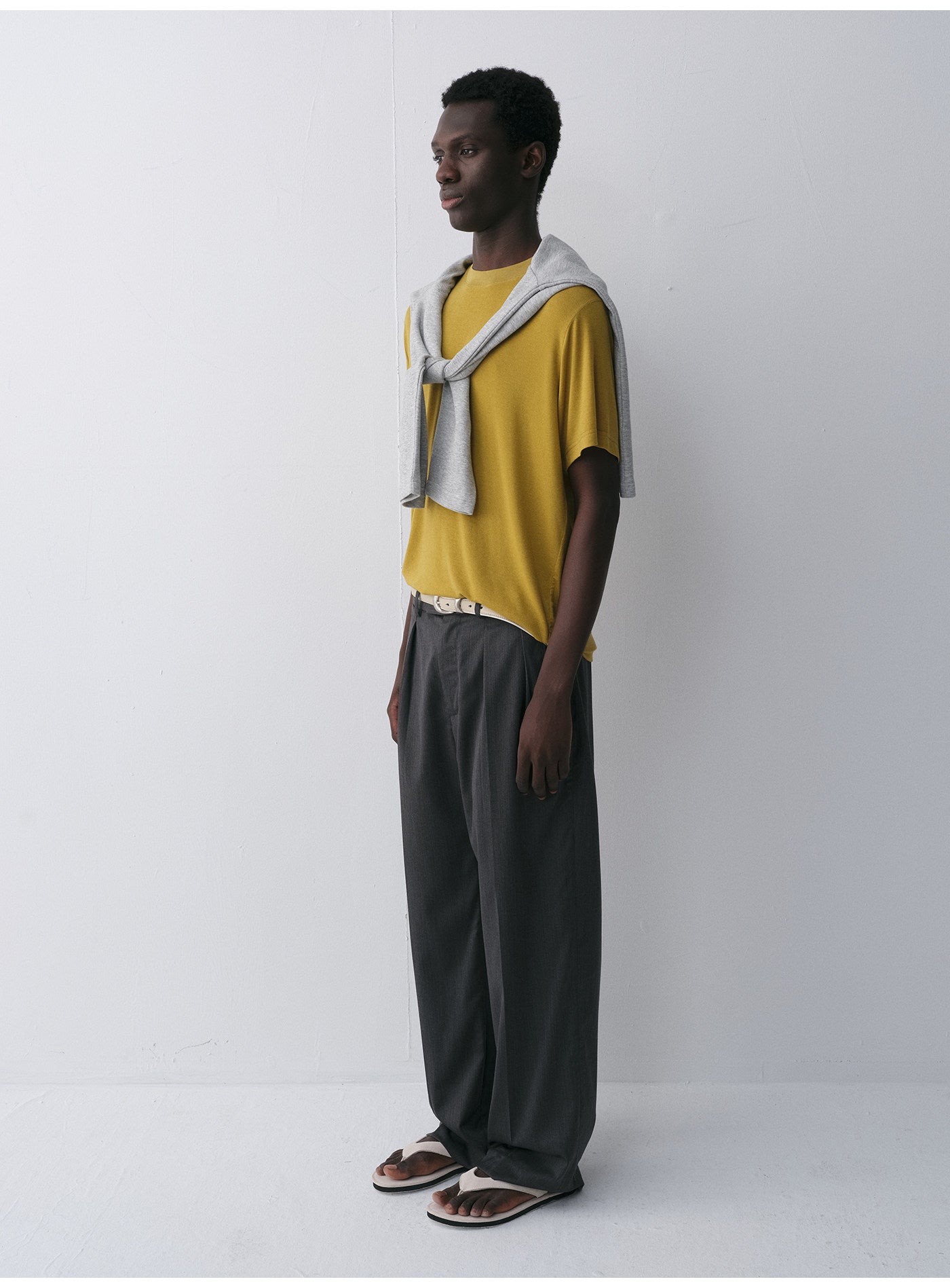 Wool Double-Pleated Casual Pants