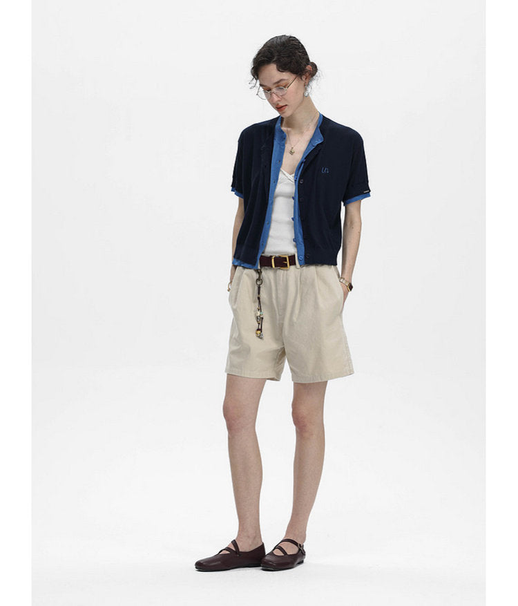 Faux Two-Piece Knit Cardigan