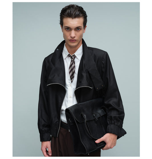 Pilot Jacket with Diagonal Zipper