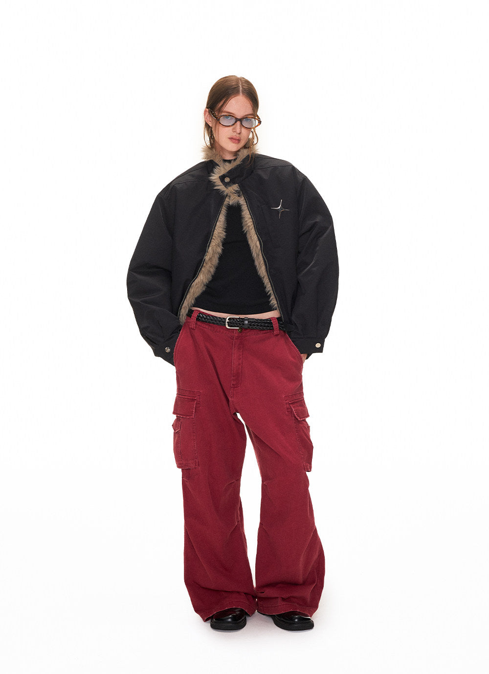 Basic Fur Collar Cotton Jacket