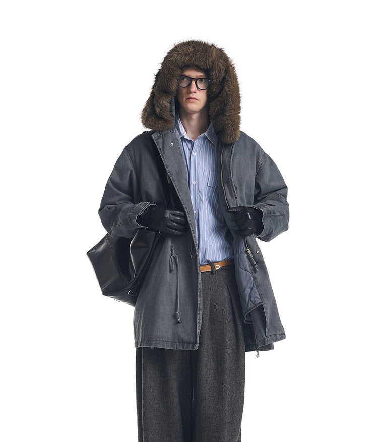 Damage-Washed Hooded Jacket