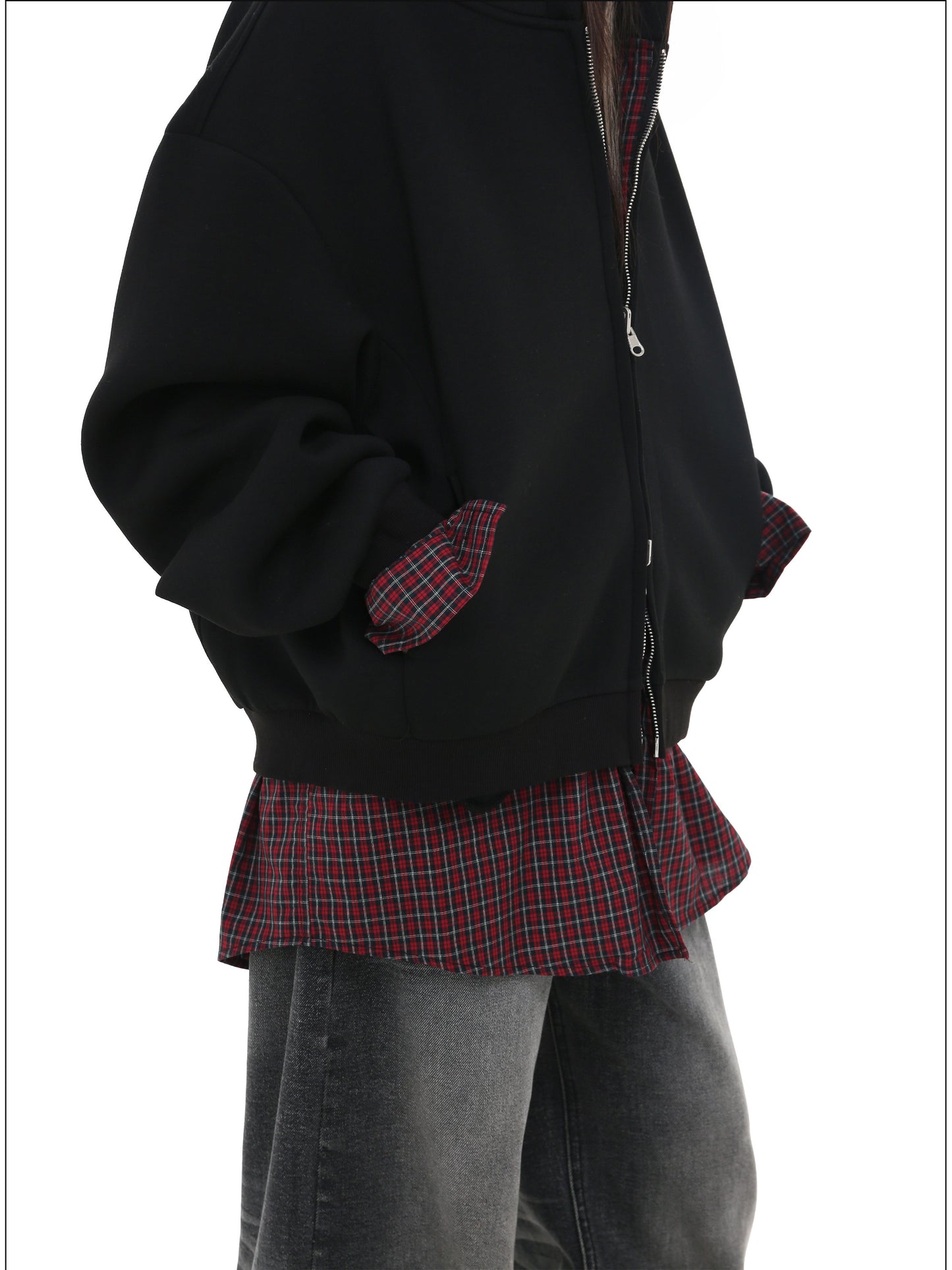 Faux Two-Piece Hooded Sweatshirt