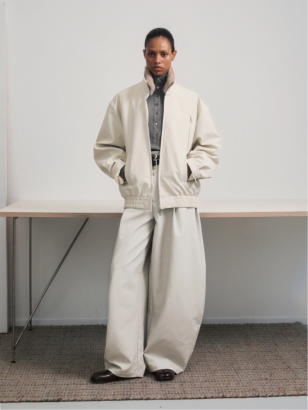 Detachable fur collar jacket