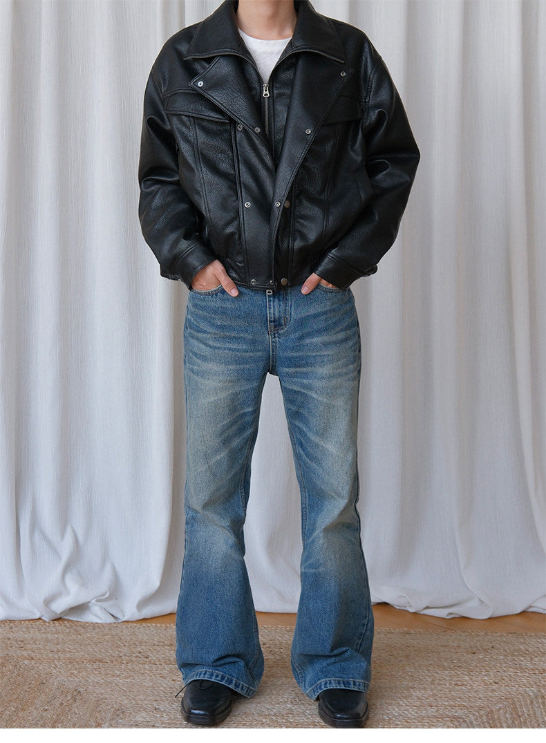 Double Collar Leather Jacket