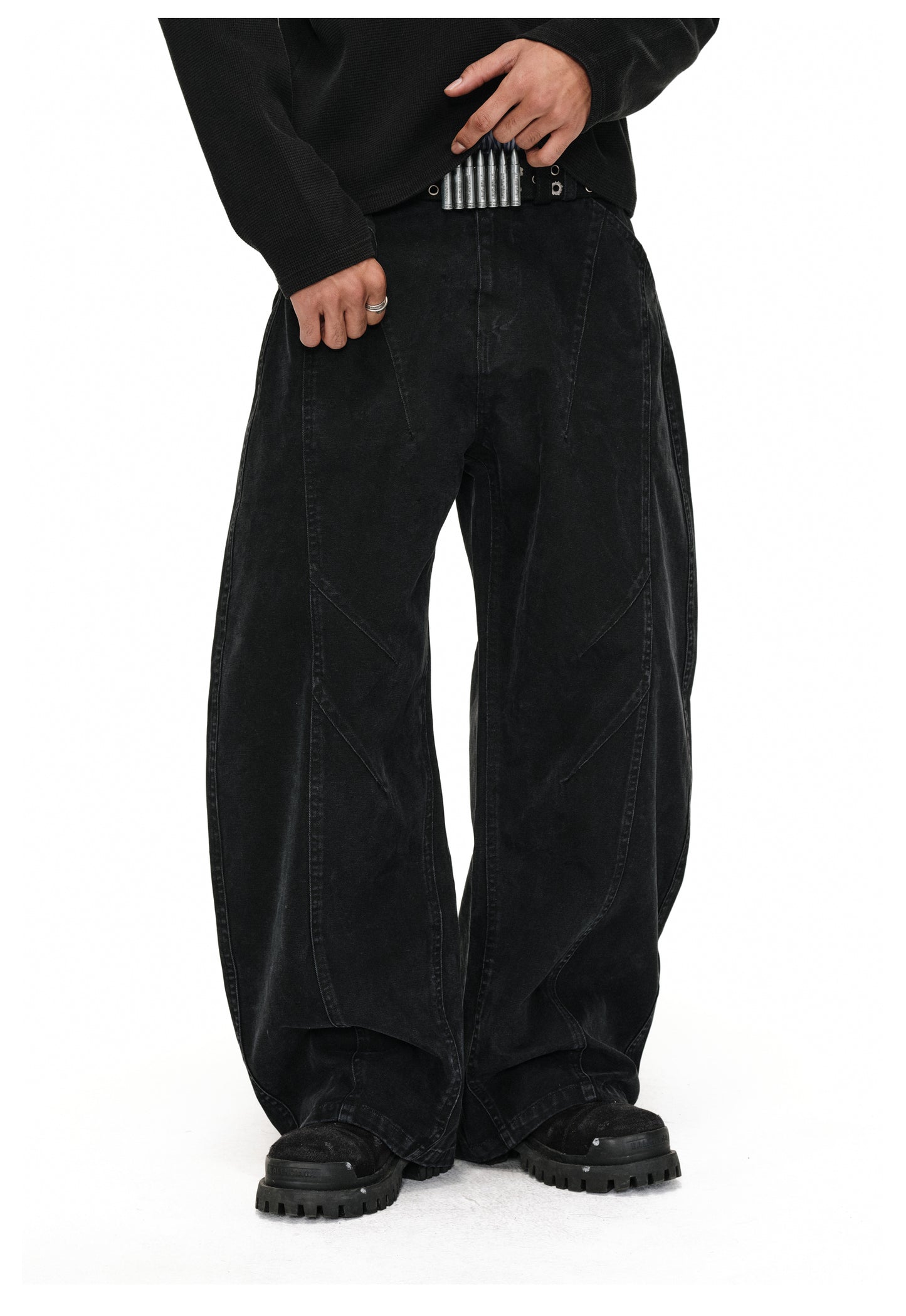 Heavy wash casual pants