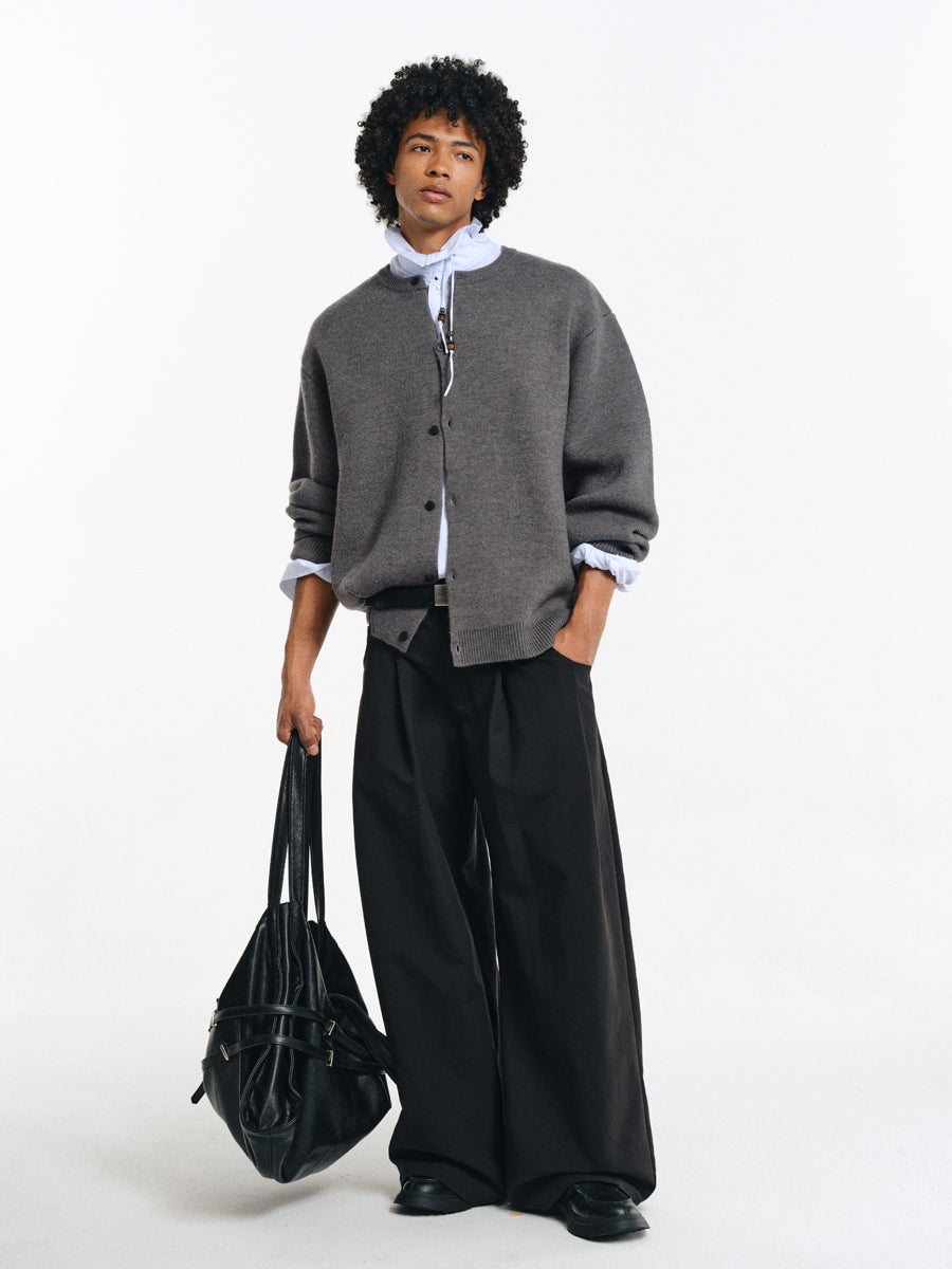 Scimitar Sleeve Round Neck Cardigan