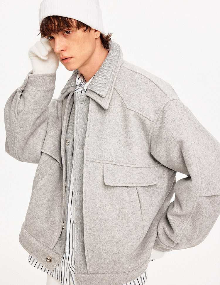 Double Collar Faux Two-Piece Jacket
