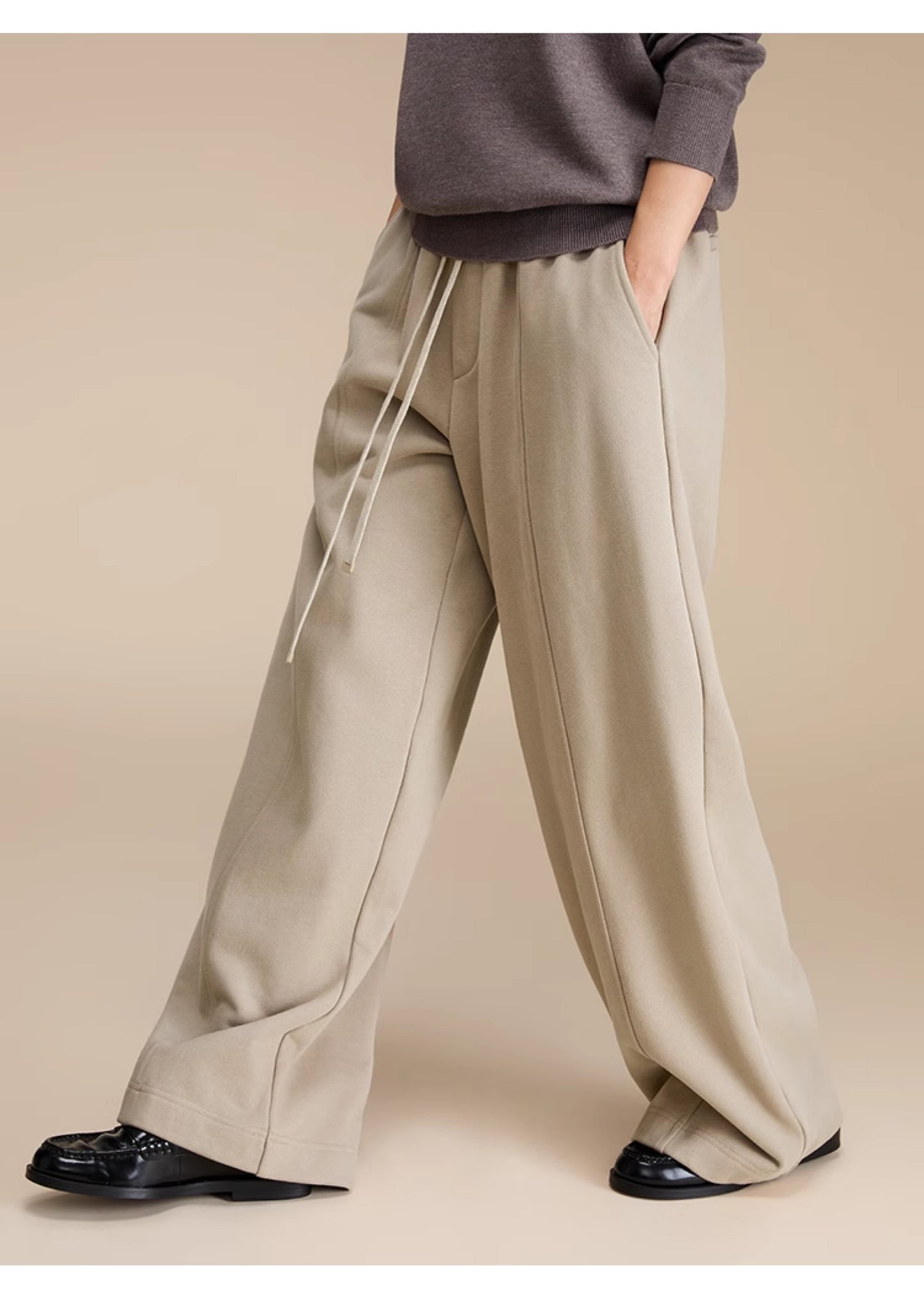 Wide leg casual long sweat pants