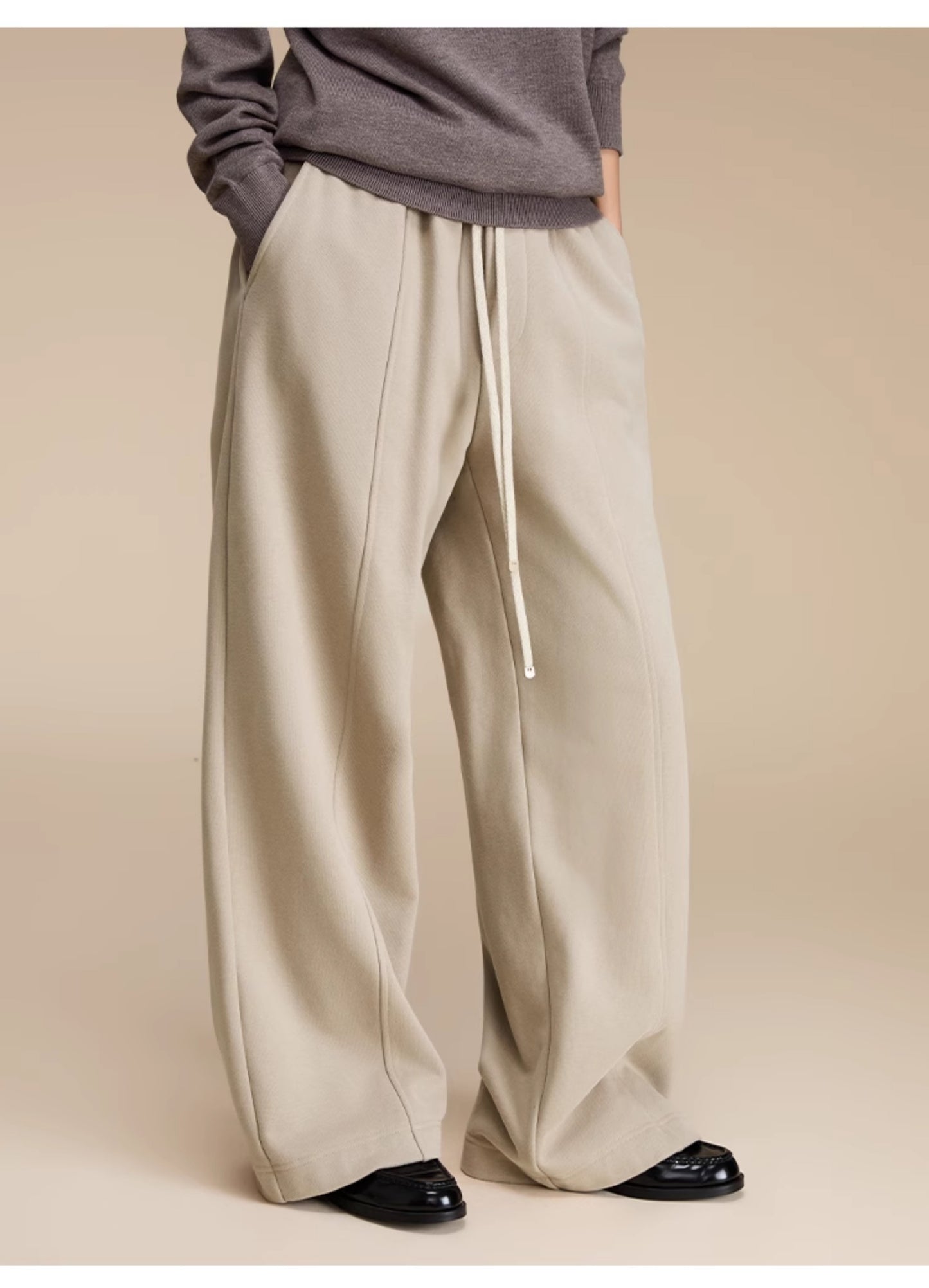 Wide leg casual long sweat pants