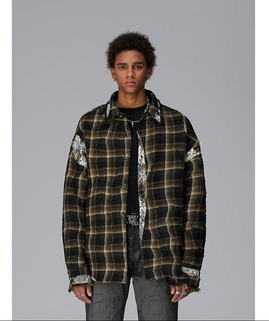 Checkered Splicing Shirt