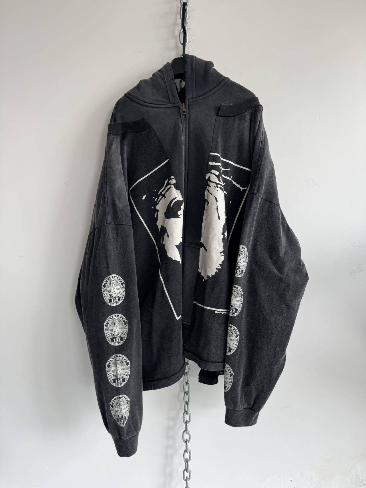 Distressed Zipper Hoodie