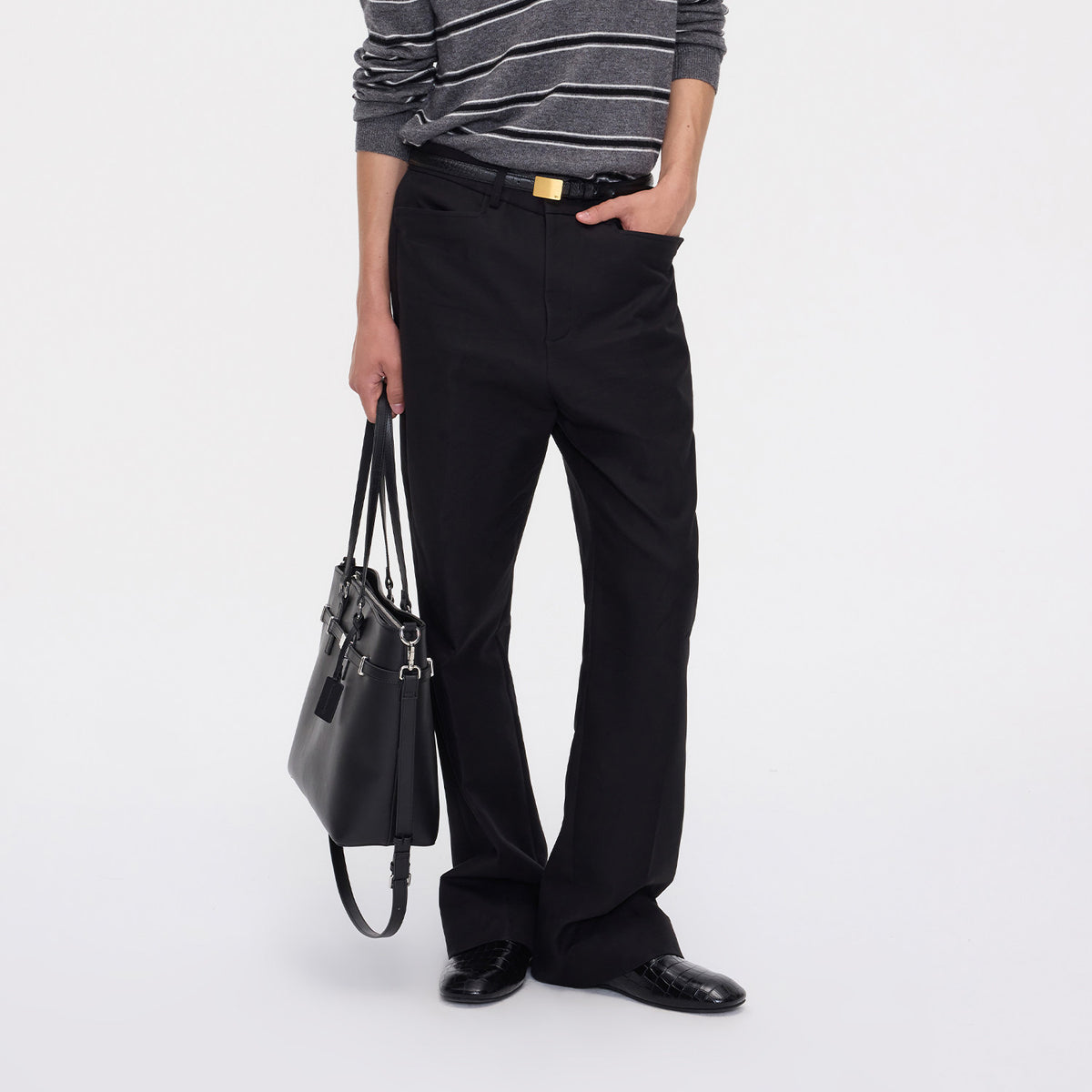 High-Waisted Cotton Casual Pants