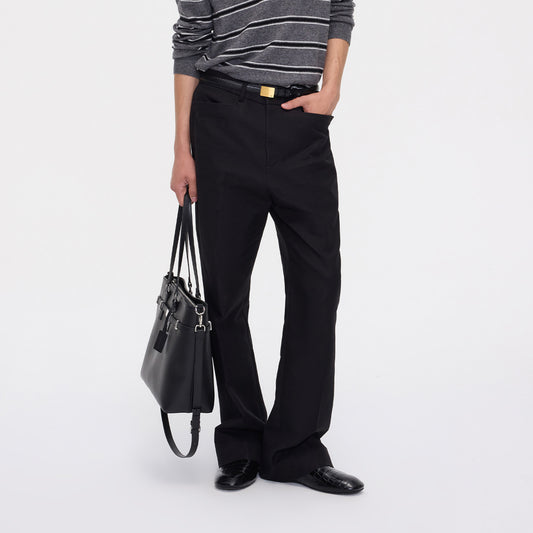 High-Waisted Cotton Casual Pants