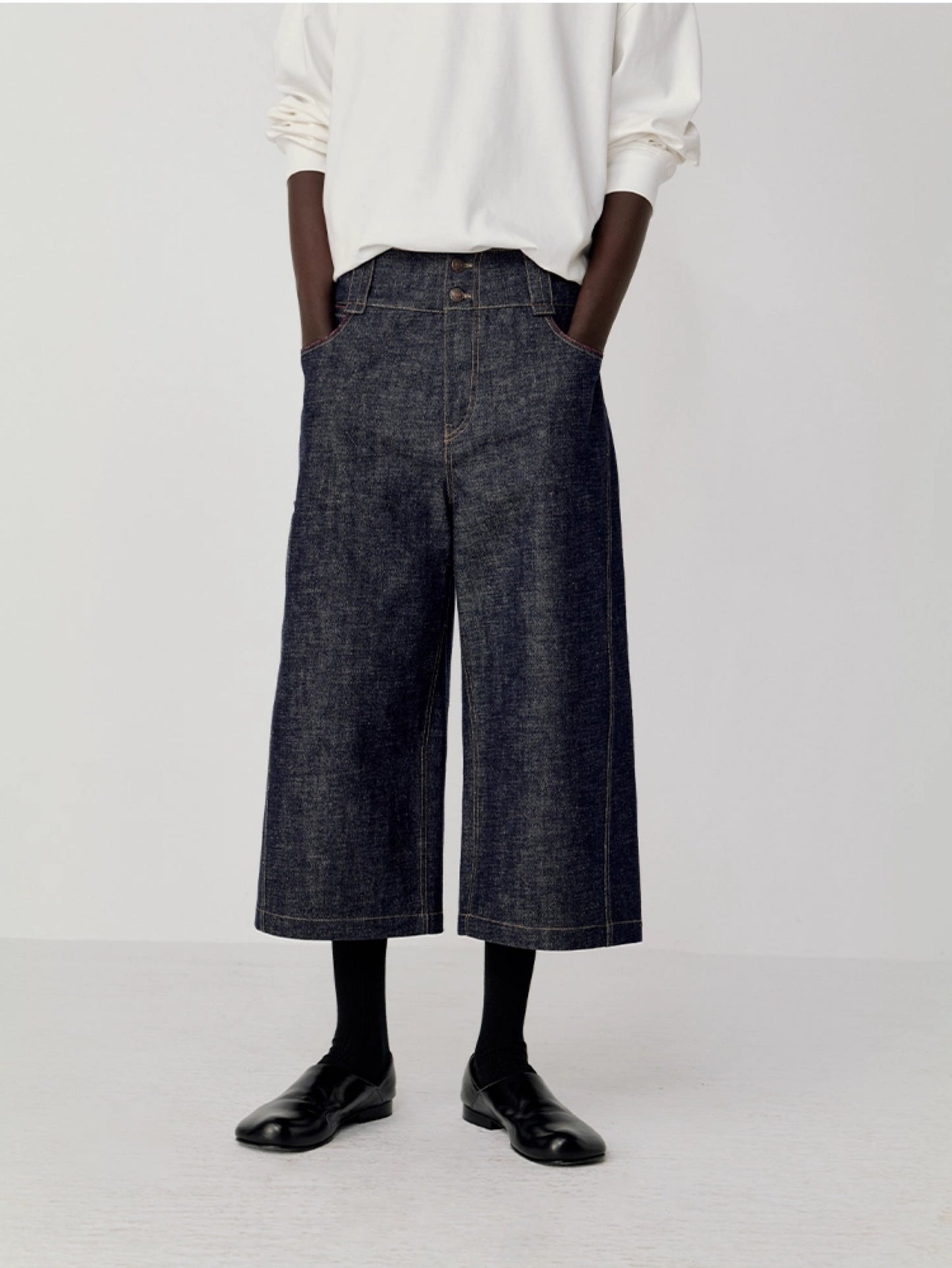 Denim cropped pants