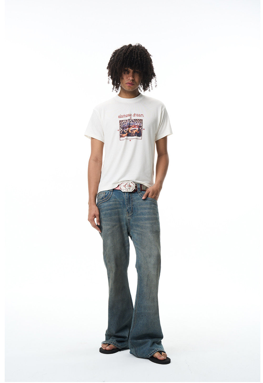 Vintage Leopard-Print Letter T-Shirt