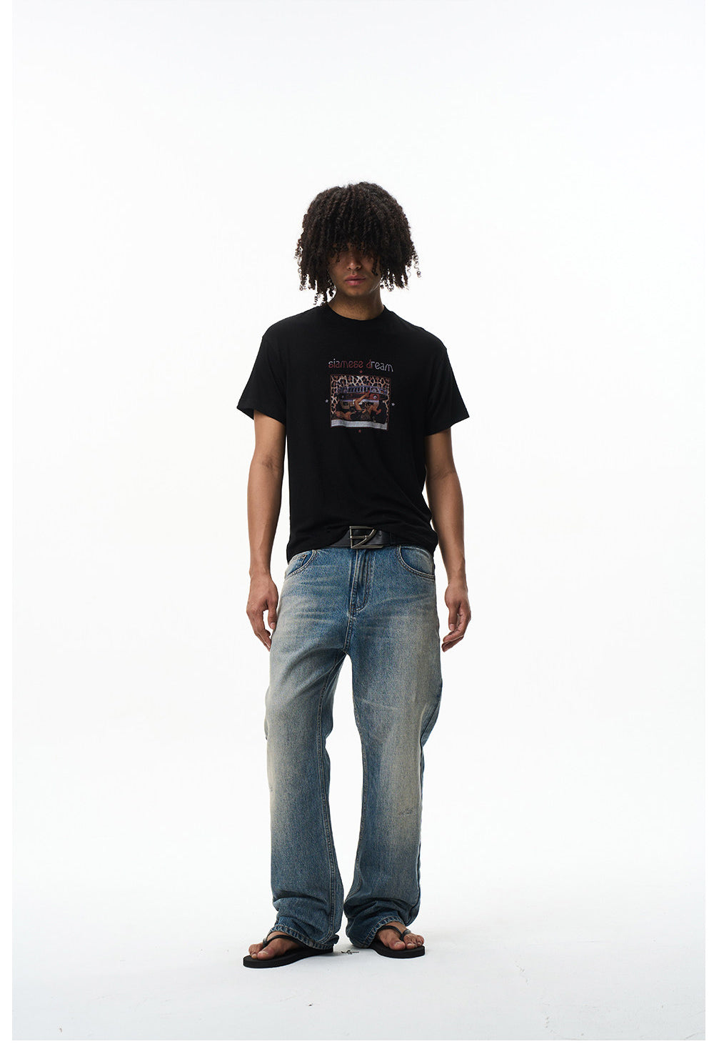 Vintage Leopard-Print Letter T-Shirt